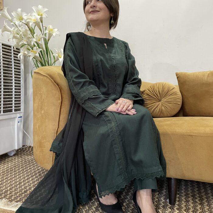 Green Solid Marina Stitched 3-Piece Suit